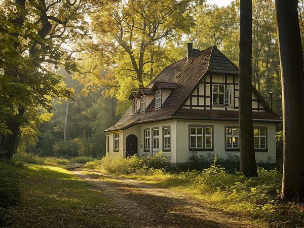 KI generierte Oberförsterei auf Tafel 5 am Wanderweg in Lehnin